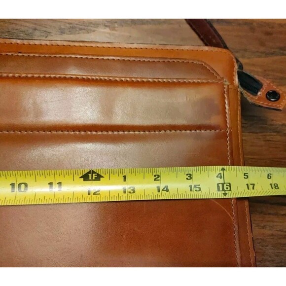 VTG Y2K Crossbody Shoulder Bag Genuine Leather Messenger Portfolio Case handles - Picture 11 of 14